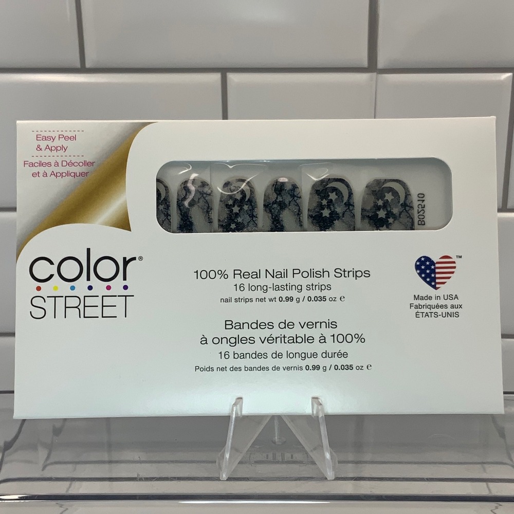 Color Street Dark Magic FDS578 Real Nail Polish Strips Black Blue 16 Count